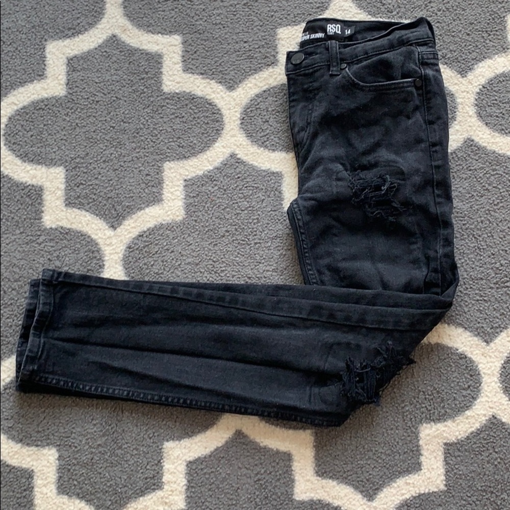 Kids super skinny black, ripped denim, size 14